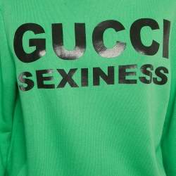 Pre Owned Gucci Green Sexiness Print Cotton Sweatshirt S