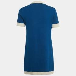 Pre Owned Gucci Blue GG Embroidered Knit Mini Dress M
