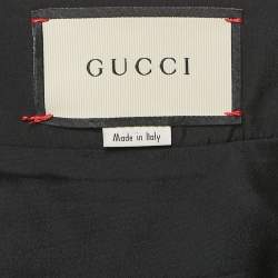 مملوكة مسبقًا Gucci Black Wool Silk Logo Detail Mini Skirt S