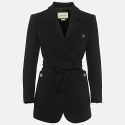 Pre Owned Gucci Black Wool Belted Jacket S