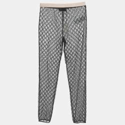 مملوكة مسبقًا ليجنز غوتشي تول شفاف مطرز GG أسود مقاس كبير جداً