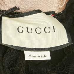 مملوكة مسبقًا ليجنز غوتشي تول شفاف مطرز GG أسود مقاس كبير جداً