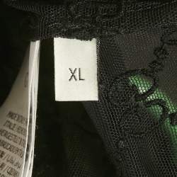 مملوكة مسبقًا ليجنز غوتشي تول شفاف مطرز GG أسود مقاس كبير جداً