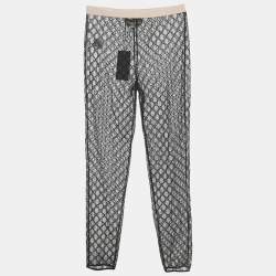 مملوكة مسبقًا ليجنز غوتشي تول شفاف مطرز GG أسود مقاس كبير جداً