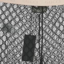 مملوكة مسبقًا ليجنز غوتشي تول شفاف مطرز GG أسود مقاس كبير جداً