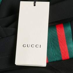 Pre Owned فستان غوتشي أسود بكشكش شبكي من القماش الكبير - إكس لارج