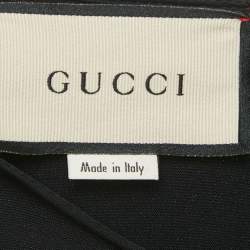 Pre Owned فستان غوتشي أسود بكشكش شبكي من القماش الكبير - إكس لارج