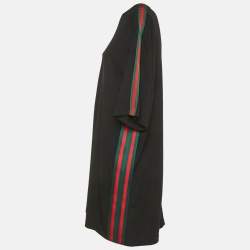 Pre Owned فستان غوتشي أسود بكشكش شبكي من القماش الكبير - إكس لارج