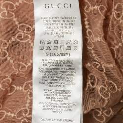 Pre Owned Gucci Pink GG Embroidered Tulle Long Sleeve Sheer Top S