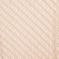 Pre Owned Gucci Pink GG Embroidered Tulle Long Sleeve Sheer Top S