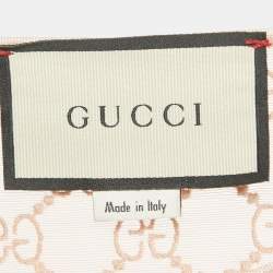 Pre Owned Gucci Pink GG Embroidered Tulle Long Sleeve Sheer Top S