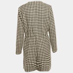 Pre Owned Gucci Black /White Houndstooth Wool Blend Playsuit M
