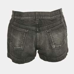 Pre Owned Gucci Black Washed Embellished Denim Shorts M Waist 30" 