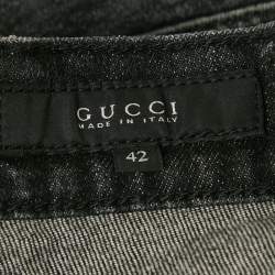 Pre Owned Gucci Black Washed Embellished Denim Shorts M Waist 30" 