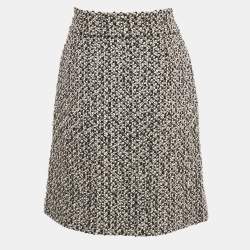 Pre Owned Gucci Black/White Tweed GG Logo Metal Detail Mini Skirt S