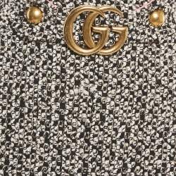 Pre Owned Gucci Black/White Tweed GG Logo Metal Detail Mini Skirt S