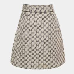 Pre Owned Gucci Blue GG Supreme Jacquard Button Detail Short Skirt M
