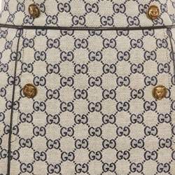 Pre Owned Gucci Blue GG Supreme Jacquard Button Detail Short Skirt M