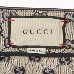 Pre Owned Gucci Blue GG Supreme Jacquard Button Detail Short Skirt M
