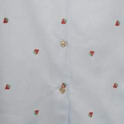 Pre Owned Gucci Blue Strawberry Embroidered Cotton Shirt S