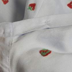 Pre Owned Gucci Blue Strawberry Embroidered Cotton Shirt S