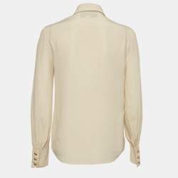 Pre Owned Gucci Cream Silk Button Down Shirt S