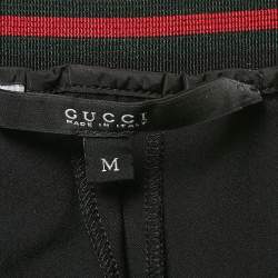 Pre Owned Gucci Black Web Trim Waist Jersey Leggings M