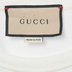 Pre Owned Gucci White Avocado Print Jersey T-Shirt S