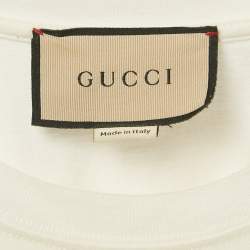 Pre Owned Gucci x Pikarar White Embroidered Jersey T-shirt S