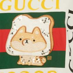 Pre Owned Gucci x Pikarar White Embroidered Jersey T-shirt S