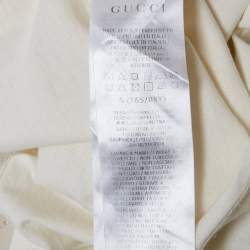 Pre Owned Gucci Cream Logo Glitter Print Jersey T-Shirt S