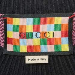 Pre Owned Gucci Pink GG Jacquard Wool Short Sleeve Pullover XXS