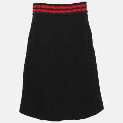 Pre Owned Gucci Black Tweed Midi Skirt M