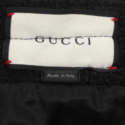 Pre Owned Gucci Black Tweed Midi Skirt M