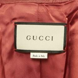 Pre Owned Gucci Red Leather Tailored Single Breasted Blazer M
