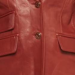 Pre Owned Gucci Red Leather Tailored Single Breasted Blazer M