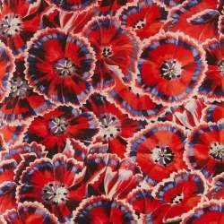 Pre Owned Gucci Red Poppy Print Silk Camisole Top M