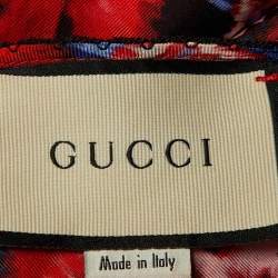Pre Owned Gucci Red Poppy Print Silk Camisole Top M