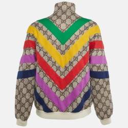 Pre Owned Gucci Beige GG Rainbow Jersey Zip Up Jacket XXS