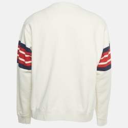 Pre Owned Gucci Cream Logo Print Cotton Crewneck Sweatshirt M