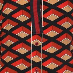 Pre Owned Gucci Multicolor Rhombus Print Crepe Long Sleeve Tops M