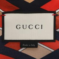 Pre Owned Gucci Multicolor Rhombus Print Crepe Long Sleeve Tops M