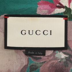 Pre Owned Gucci Green Floral Printed Silk Neck Tie Detail Shirt M