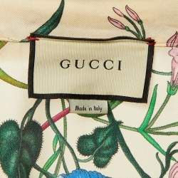 Pre Owned Gucci Beige Floral Print Silk Button Front Foulard Shirt M