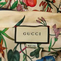 Pre Owned Gucci Beige Floral Print Silk Button Front Foulard Shirt M