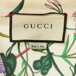 Pre Owned Gucci Beige Floral Print Silk Button Front Foulard Shirt M