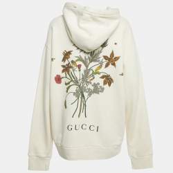 Pre Owned Gucci Cream Chateau Marmont Hollywood Print Cotton Hoodie XL