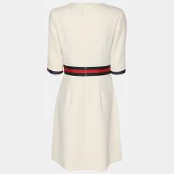 Pre Owned Gucci Cream Crepe Midi Dress S