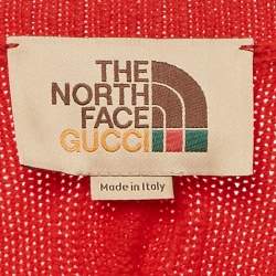 Pre Owned Gucci x The North Face Red Rose Embroidered Cable Knit Sweater M