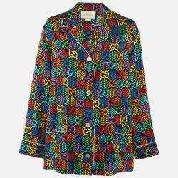 Pre Owned Gucci Multicolor GG Psychedelic Print Silk Pajama Top M